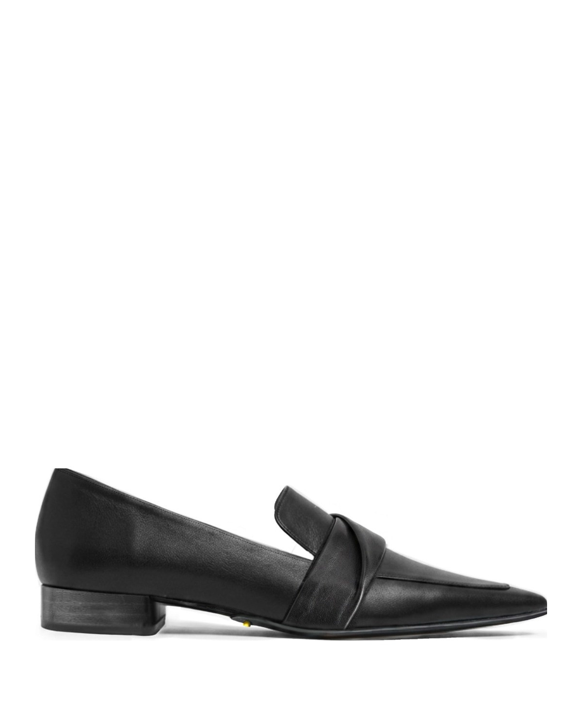 The Pointed Loafer in black leather, side profile