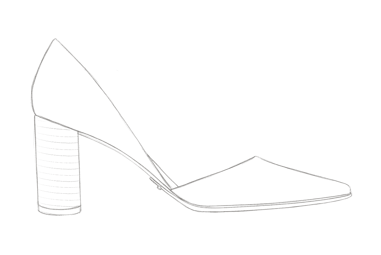 Pencil sketch of The D'Orsay Heel, from the original design
