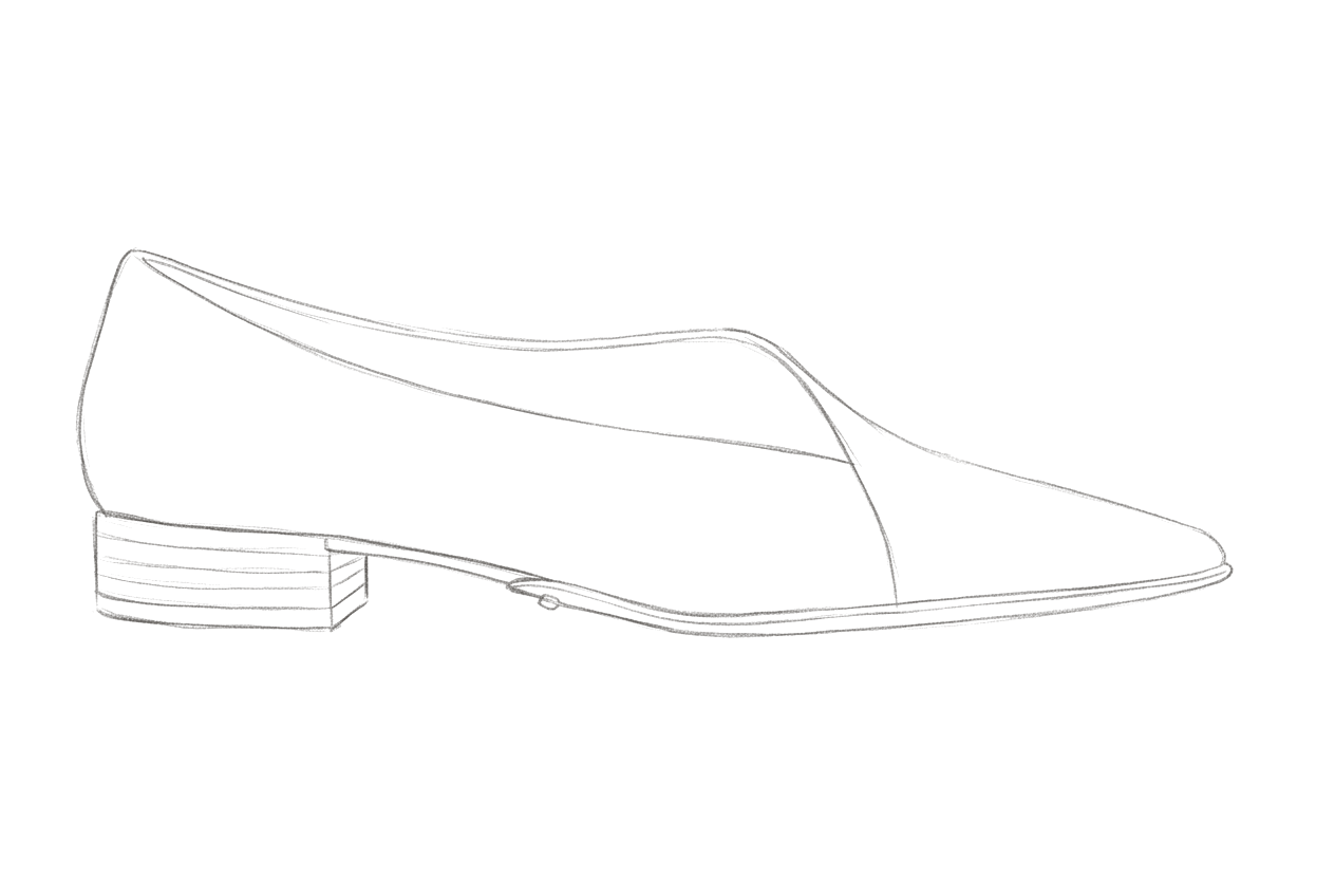 Pencil sketch of The Pointed Flat, from the original design